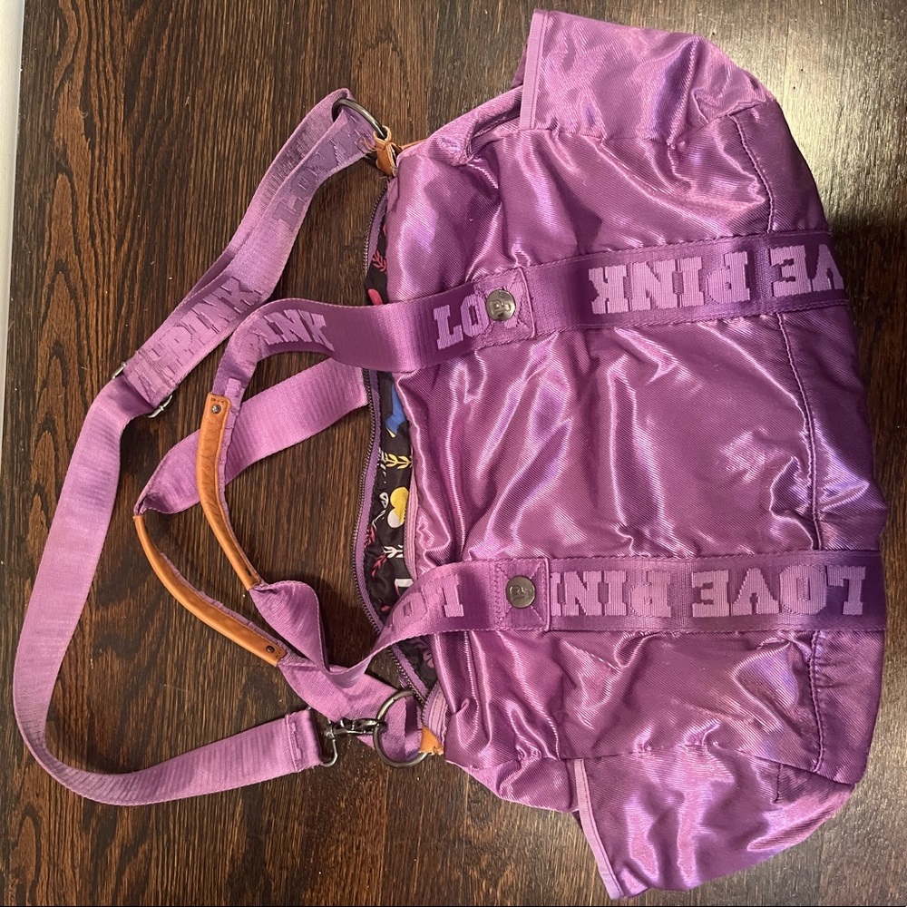 Used pink brand purple duffel bag